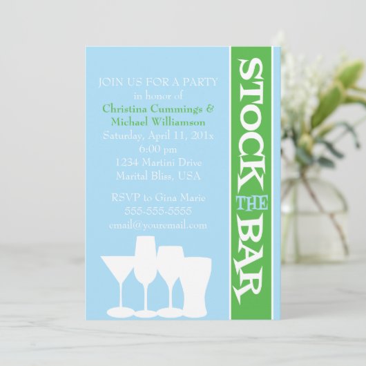 バーのシャワーの招待状に貯蔵して下さい 招待状 (スタンド正面)