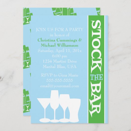 バーのシャワーの招待状に貯蔵して下さい 招待状 (正面/裏面)