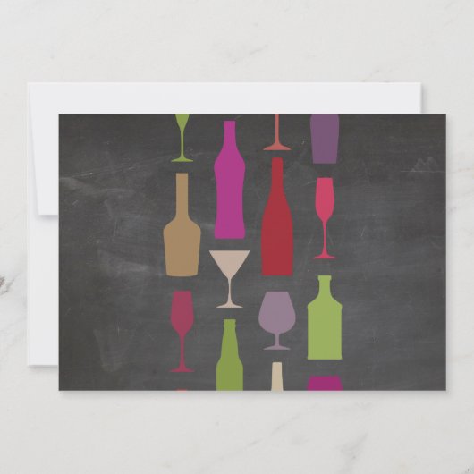 バーのチョークのボトルのパーティの招待状に貯蔵して下さい 招待状 (裏面)