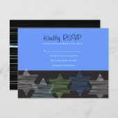 バーのバルミツワーの披露宴カードを接続する星 出欠カード (正面/裏面)