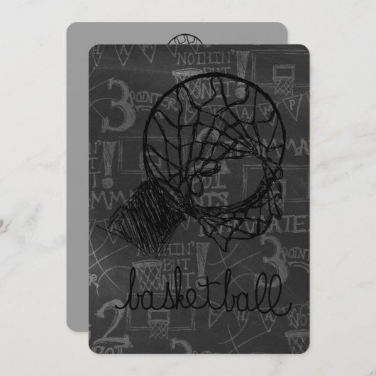 バーのバルミツワーの招待状のバスケットボールのテーマ 招待状 (正面/裏面)