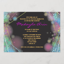 バーのバルミツワーの暗い招待状のレーザーの白熱