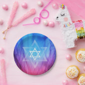 バーのバルミツワー|の紫系統の炎ダビデの星 ペーパープレート (パーティー)