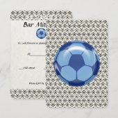 バーのバルミツワーRSVPカードサッカーのテーマ 出欠カード (正面/裏面)