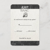 バーのバルミツワーRSVPカードバスケットボールのテーマ 出欠カード (裏面)