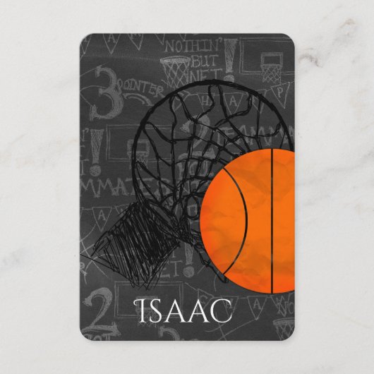 バーのバルミツワーRSVPカードバスケットボールのテーマ 出欠カード (正面)