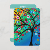 バーのバルミツワーRSVPカード生命の樹 出欠カード (正面/裏面)