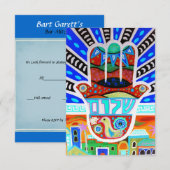 バーのバルミツワーRSVPカード 出欠カード (正面/裏面)