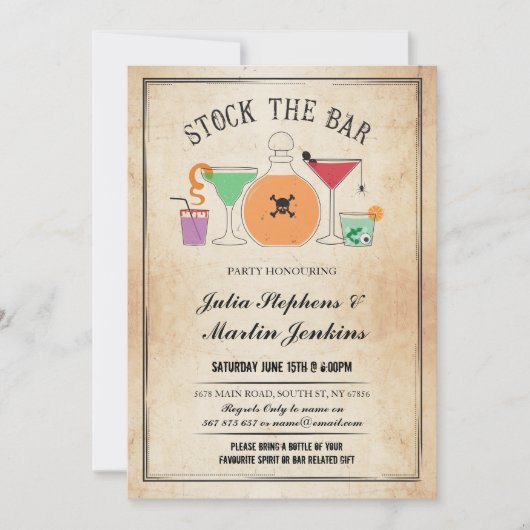 バーの不気味なパーティーの婚約の招待状に貯蔵して下さい 招待状 (正面)