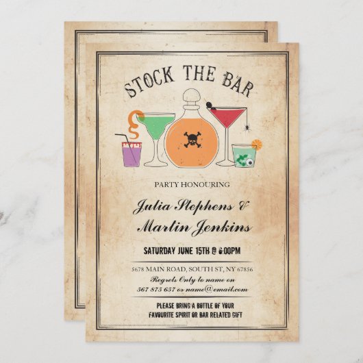 バーの不気味なパーティーの婚約の招待状に貯蔵して下さい 招待状 (正面/裏面)