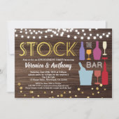 バーの在庫パーティー　ゴールドと木 招待状 (正面)