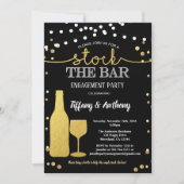 バーの婚約パーティを黒で保管 招待状 (正面)