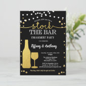バーの婚約パーティを黒で保管 招待状 (スタンド正面)
