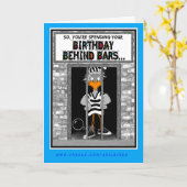 バーの後ろの誕生日: Jailbirdのバースデー・カード カード (黄色い花)