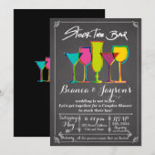 バーの棚を満たす カップルシャワーの招待状 招待状 (正面/裏面)