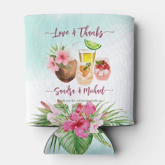 バーの熱帯夏のカップルをストックしなさい 缶クーラー (裏面)