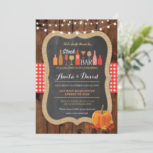 バーの秋のカボチャ婚約の招待状に貯蔵して下さい 招待状 (スタンド正面)