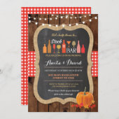 バーの秋のカボチャ婚約の招待状に貯蔵して下さい 招待状 (正面/裏面)