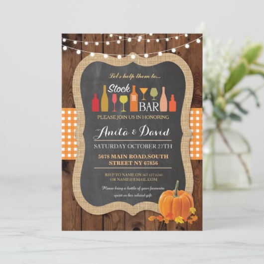 バーの秋のパーティーの婚約の招待状に貯蔵して下さい 招待状 (スタンド正面)