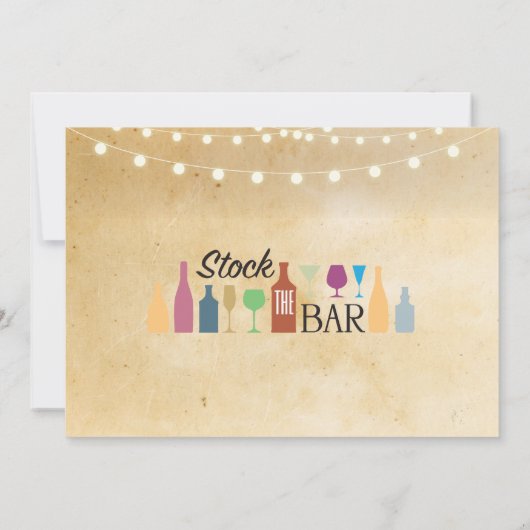 バーの素朴な婚約のシャワーの招待状に貯蔵して下さい 招待状 (裏面)