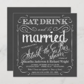 バーの黒板のウェディングシャワーの招待状に貯蔵して下さい 招待状 (正面/裏面)