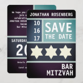 バーの（ユダヤ教の）バル・ミツバーの保存はっきりしたなダビデの星日付 セーブザデート (正面/裏面)