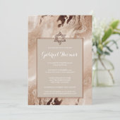 バーの(ユダヤ教の)バル・ミツバーの招待状|のスタイリッシュな金ゴールド 招待状 (スタンド正面)