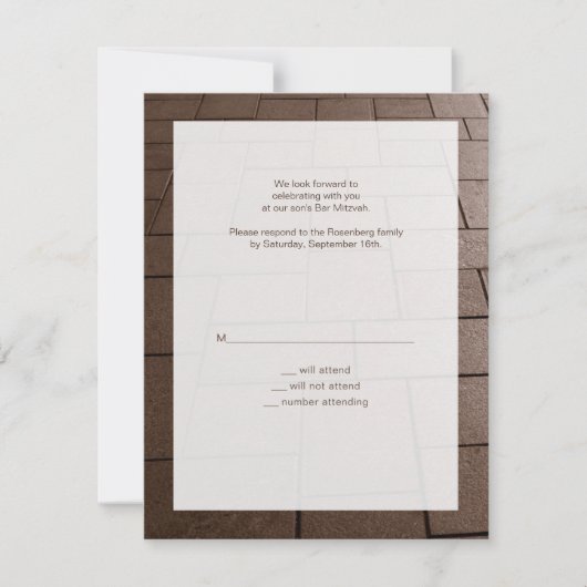 バーの（ユダヤ教の）バル・ミツバーBimah映画RSVP応答カード 出欠カード (正面)