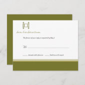 バーの(ユダヤ教の)バル・ミツバーTorahのオリーブ色の応答カード招待状 出欠カード (正面/裏面)