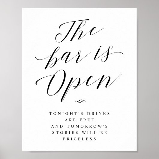 バーはオープン無料ドリンク結婚式レセプションサイン ポスター (正面)