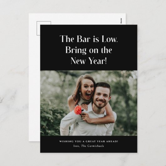 バーは写真の年賀状に持ち込む低い シーズンポストカード (正面/裏面)