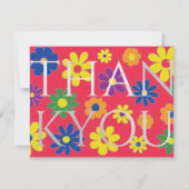 バーまたはバルミツワーありがとうカラフル花 サンキューカード (裏面)