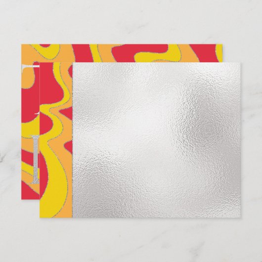 バーまたはバルミツワーサンキューエレガントウェーブ サンキューカード (正面/裏面)