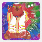 バーまたはバルミツワーヒッパイベアスティッカーズスクエア スクエアシール (正面)