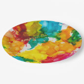 バーまたはバルミツワー紙プレートの色のスプラッシュ ペーパープレート (アングル)