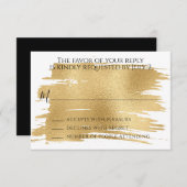 バーまたはバルミツワーRSVPエレガント金ゴールドとブラック 出欠カード (正面/裏面)