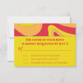 バーまたはバルミツワーRSVP銀色の波 出欠カード