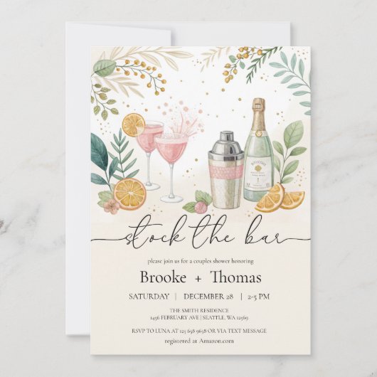 バーを満たそう カップルシャワーの招待状 招待状 (正面)