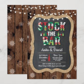 バーを満杯にパーティー カップルのシャワー クリスマス Xmas 招待状 (正面/裏面)