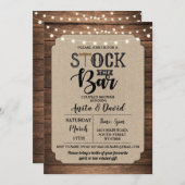 バーを満杯にパーティー カップルのシャワー 麻と木 招待状 (正面/裏面)