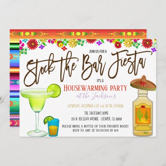 バーを満杯に！フィエスタの招待状 招待状 (正面/裏面)