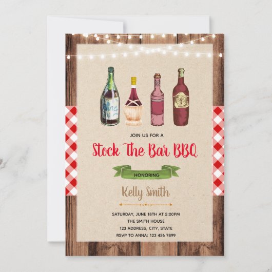 バーを満杯に BBQ の招待状 招待状 (正面)