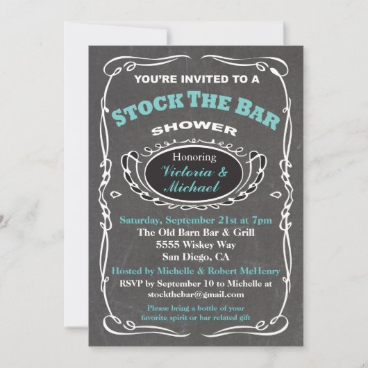 バーウェディングシャワーの招待を保存 招待状 (正面)