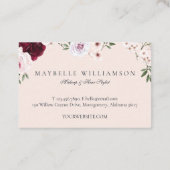 バーエレガントグンディとネイビーの水色フローラフレーム 名刺 (裏面)