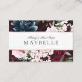 バーエレガントグンディとネイビーの水色フローラフレーム 名刺 (正面)