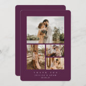 バーエレガントグンディミニマル4フォト結婚ズフラット サンキューカード (正面/裏面)
