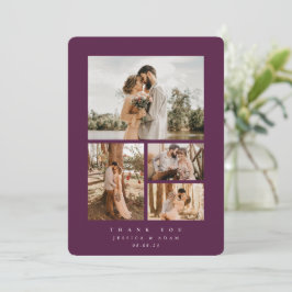 バーエレガントグンディミニマル4フォト結婚ズフラット サンキューカード