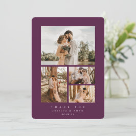 バーエレガントグンディミニマル4フォト結婚ズフラット サンキューカード