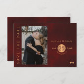 バーエレガントグンディ金ゴールド結婚の写真は日付を保存 セーブザデート (正面/裏面)