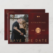 バーエレガントグンディ金ゴールド結婚の写真は日付を保存 案内ポストカード (正面/裏面)